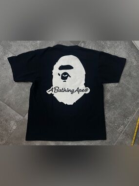 Bathing Ape black tee white ape graphic men’s size M pre owned